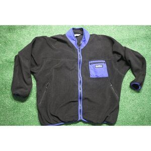 Vintage Campmor Fleece Zip Jacket Black with Blue Accents Size Large